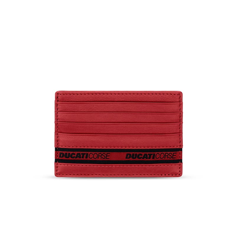 Ducati Corse Nastro Black Genuine Leather Card Holder For Men - DTLGD2201101