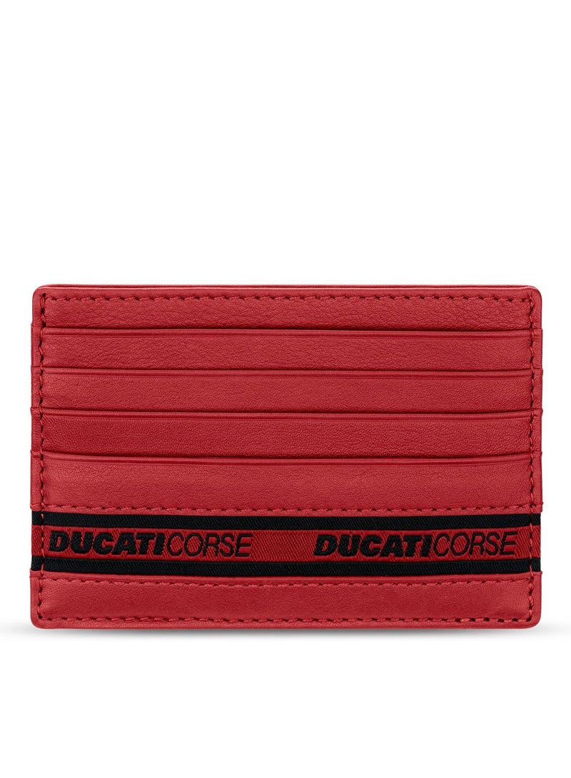 Ducati Corse Nastro Black Genuine Leather Card Holder For Men - DTLGD2201101