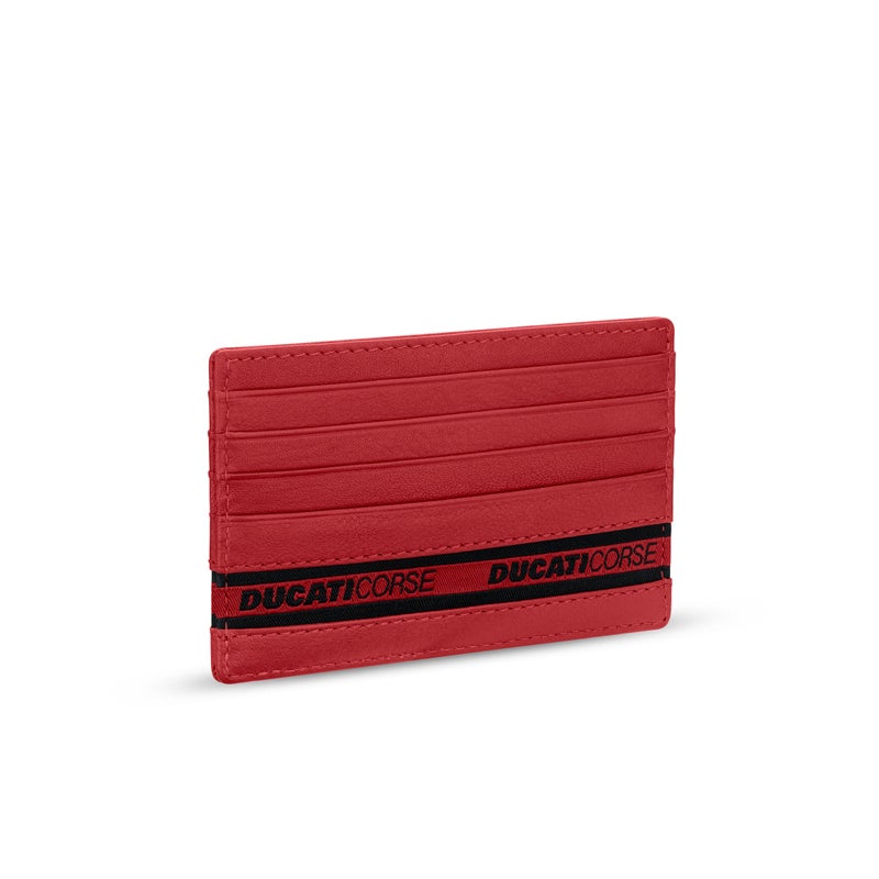 Ducati Corse Nastro Black Genuine Leather Card Holder For Men - DTLGD2201101