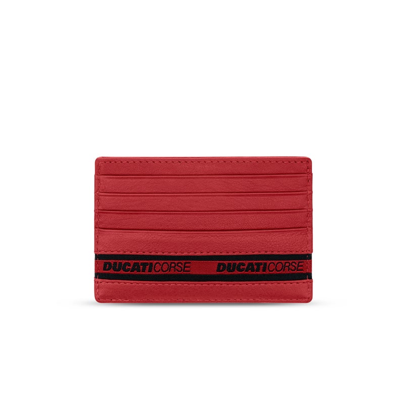 Ducati Corse Nastro Black Genuine Leather Card Holder For Men - DTLGD2201101