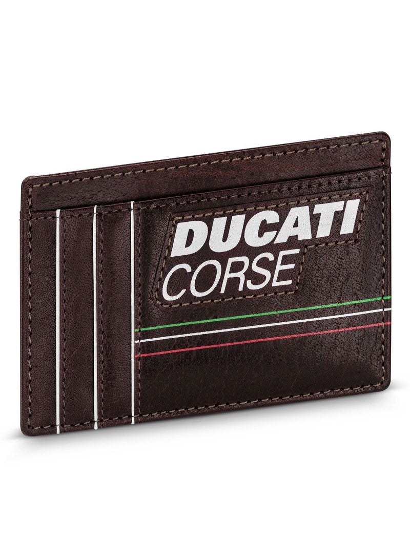 Ducati Corse Stile Brown Genuine Leather Card Holder For Men - DTLGD2200602