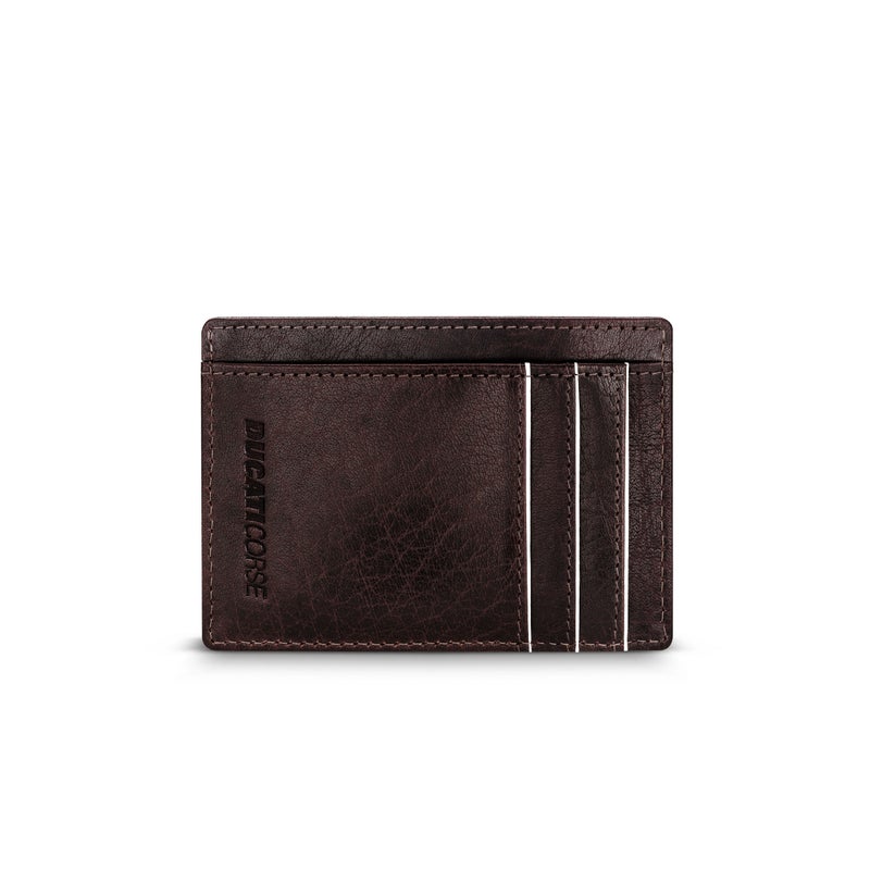 Ducati Corse Stile Brown Genuine Leather Card Holder For Men - DTLGD2200602