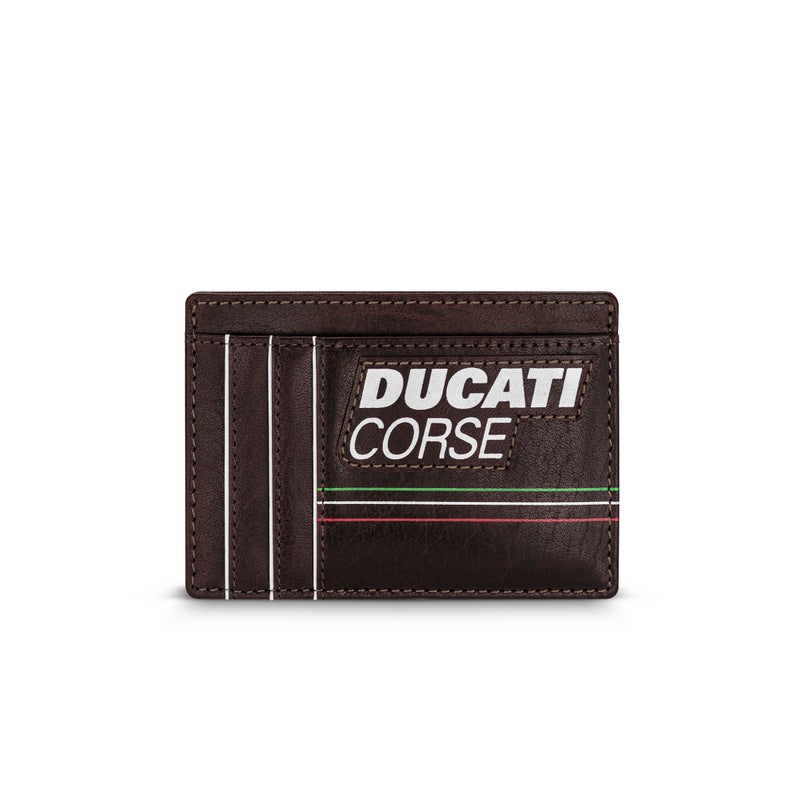 Ducati Corse Stile Brown Genuine Leather Card Holder For Men - DTLGD2200602