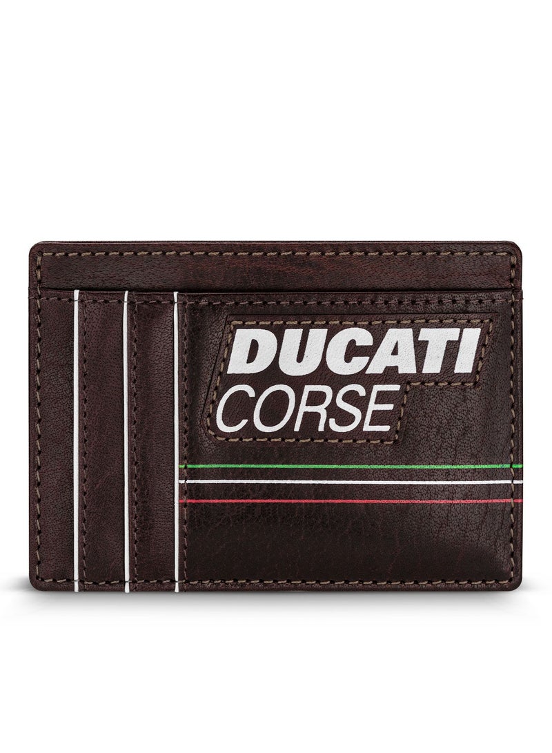 Ducati Corse Stile Brown Genuine Leather Card Holder For Men - DTLGD2200602