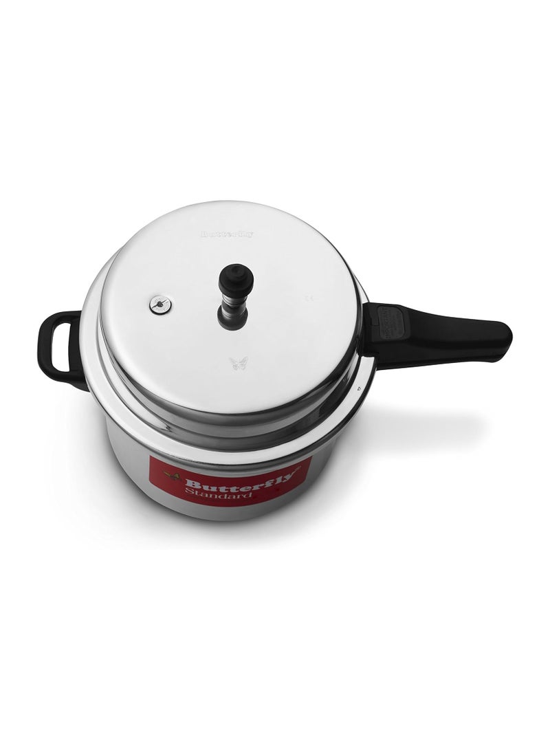 ROUNDLiters Butterfly Standard Aluminium Pressure Cooker, 10 Litre, Silver SILVER