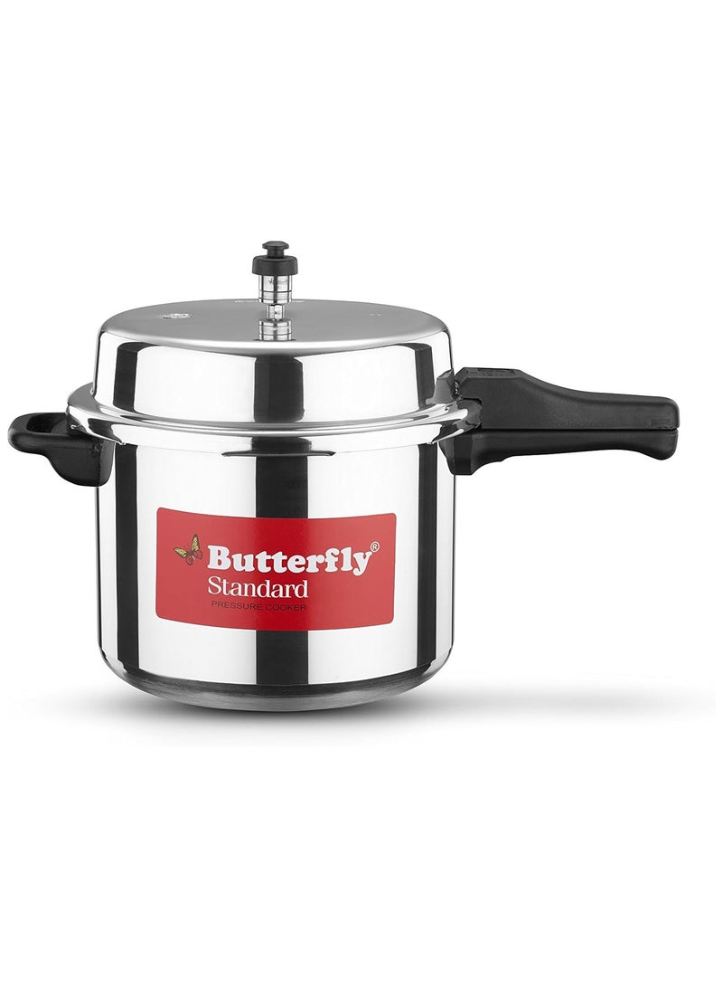 ROUNDLiters Butterfly Standard Aluminium Pressure Cooker, 10 Litre, Silver SILVER