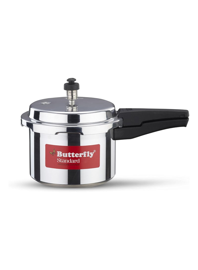 ROUNDLiters Butterfly Standard Aluminium Pressure Cooker, 5 Litre, Silver SILVER