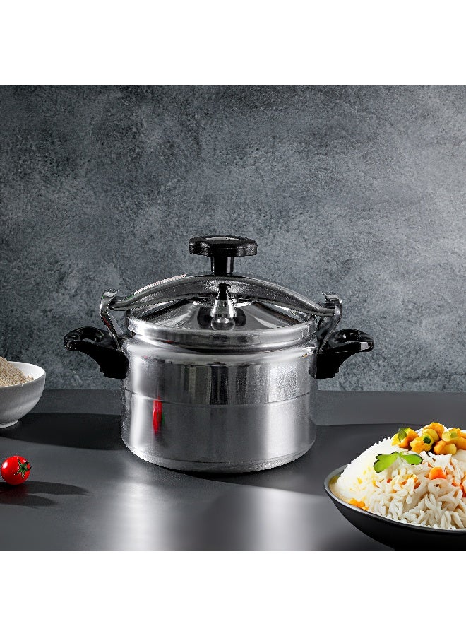 5 Liter Aluminum Pressure Cooker Equipped with Multi Safety Device and Unique Pressure Indicator Durable Aluminum Alloy Construction with Firm Handles Silver