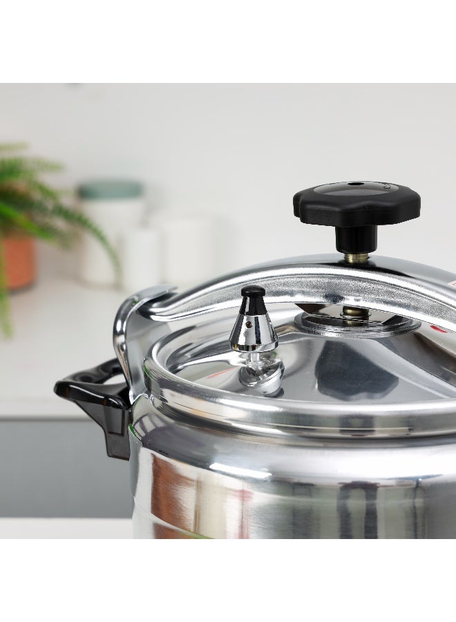 9 Liter Aluminum Pressure Cooker Equipped With Multi Safety Device And Unique Pressure Indicator Durable Aluminum Alloy Construction With Firm Handles Silver