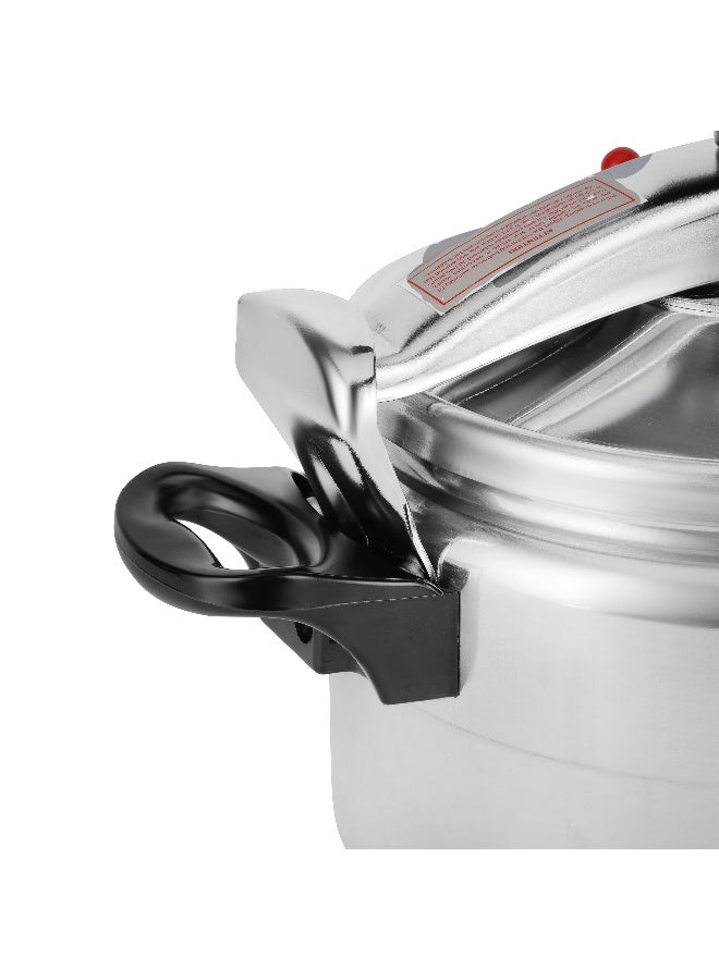 9 Liter Aluminum Pressure Cooker Equipped With Multi Safety Device And Unique Pressure Indicator Durable Aluminum Alloy Construction With Firm Handles Silver