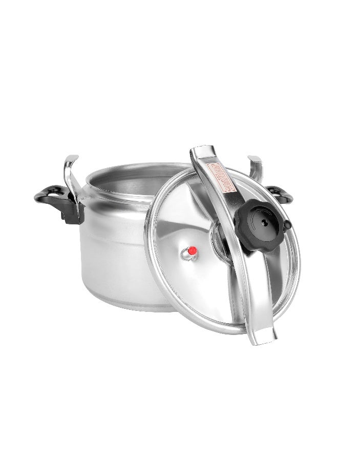 11 Liter Aluminum Pressure Cooker Equipped With Multi Safety Device And Unique Pressure Indicator Durable Aluminum Alloy Construction With Firm Handles Silver