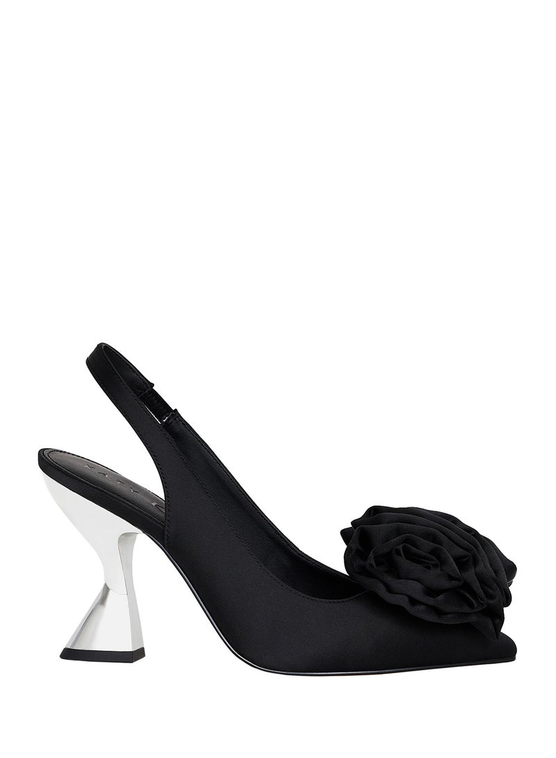 Close Toe Flower Detail Mid Heel Pumps