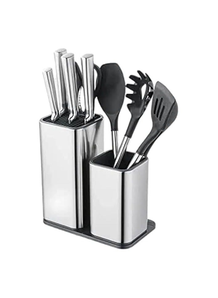 Universal Knife Blocks Set, Stainless Steel Kitchen Utensil Holder, Kitchenware Organizer Knife Holder, Holds Knives Forks Scissors Cutting Board