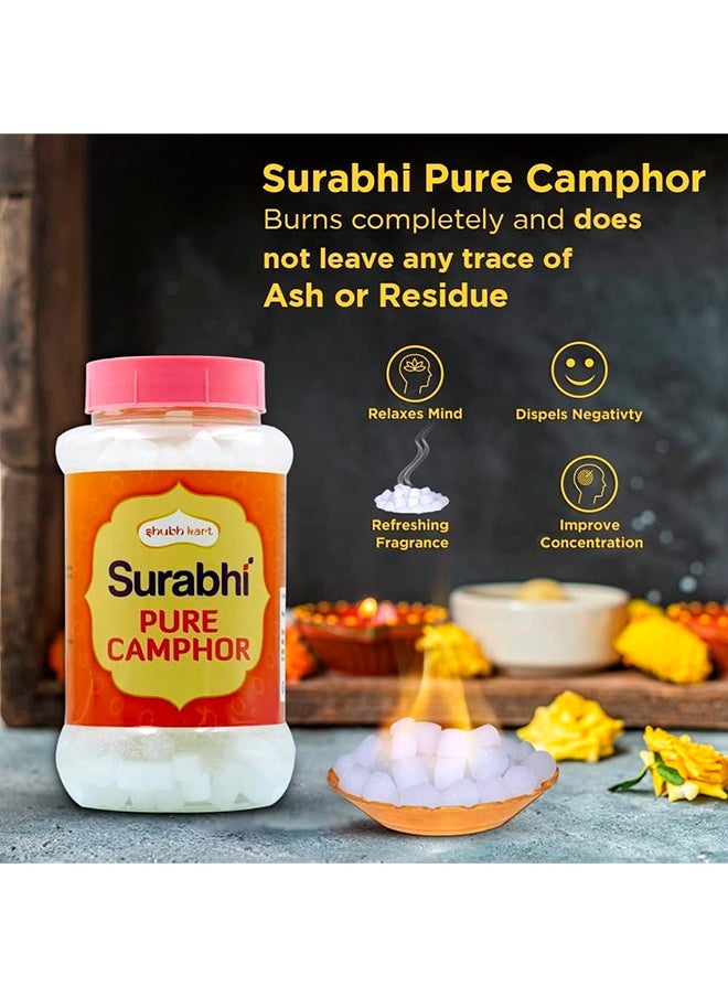 Shubhkart Surabhi 100% Pure Camphor Crystals or Aromatherapy, Incense, Odor Eliminator, Puja