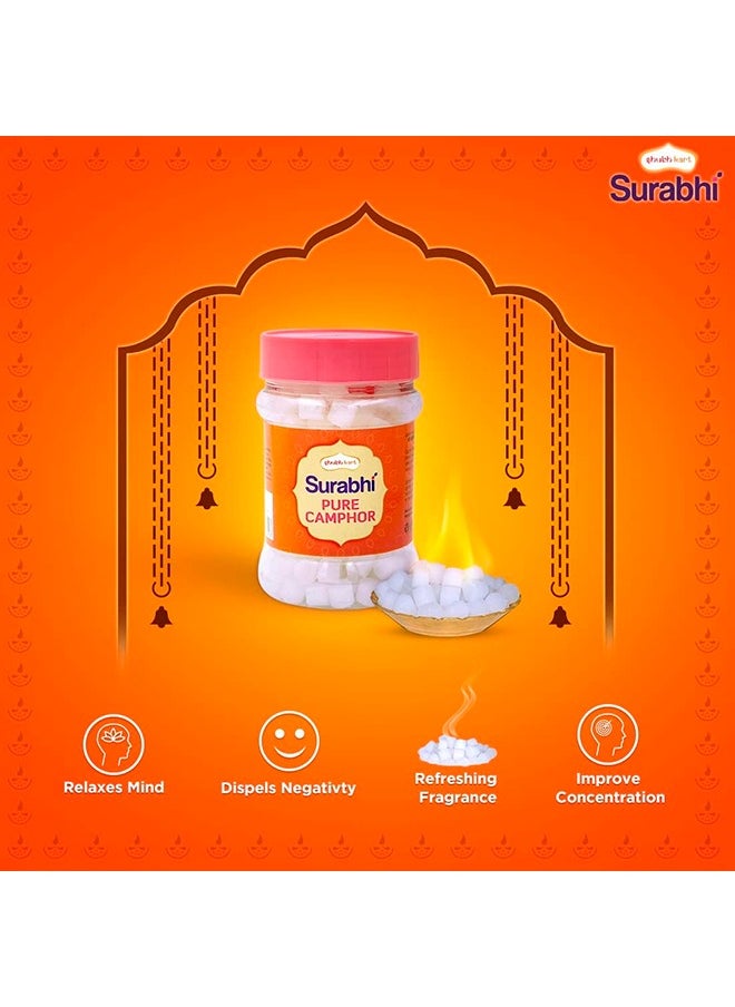 Shubhkart Surabhi 100% Pure Camphor Crystals or Aromatherapy, Incense, Odor Eliminator, Puja