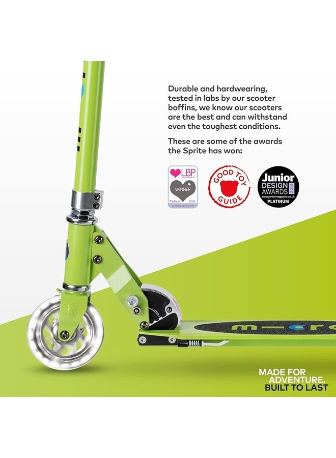 Micro Scooters | Micro Sprite LED Children's Scooter SA0224| Handlebar Adjustable | Front Suspension | Foldable | Boys & Girls | 8yrs+ | Chartreuse