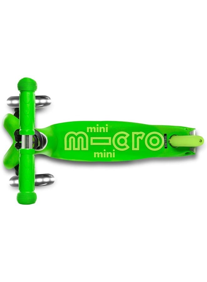 Micro Scooters - Mini Deluxe Green with LED Wheels MMD051 |Adjustable Handlebar |3 Wheels |Max Load 50KG | Scooter for Kids | Kids Scooter | Scooter with LED Wheels | Scooter for Kids 2-5 Years