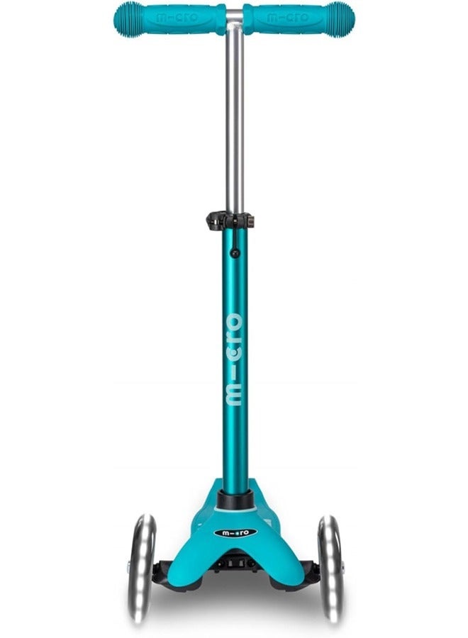 Micro Scooters - Mini Deluxe Aqua with LED Wheels MMD076 |Adjustable Handlebar |3 Wheels |Max Load 50KG | Scooter for Kids | Kids Scooter | Scooter with LED Wheels | Scooter for Kids 2-5 Years