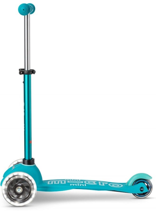 Micro Scooters - Mini Deluxe Aqua with LED Wheels MMD076 |Adjustable Handlebar |3 Wheels |Max Load 50KG | Scooter for Kids | Kids Scooter | Scooter with LED Wheels | Scooter for Kids 2-5 Years