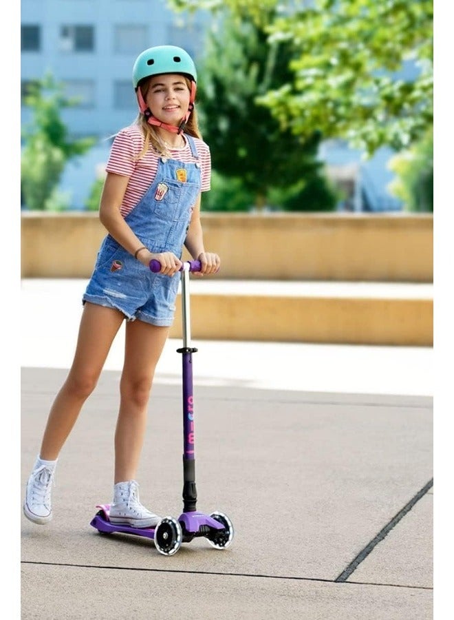 Micro Scooters | Maxi Micro Deluxe LED Foldable| Handlebar Adjustable | Lightweight | Foldable Mechanism |Boys & Girls | 5-12 years | Purple