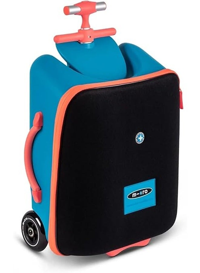 Micro Kickboard - Luggage Eazy - Foldable and Ride-able Swiss-Designed Luggage Case Carry-on for Kids Ages 18 Months and Up (Ocean Blue)