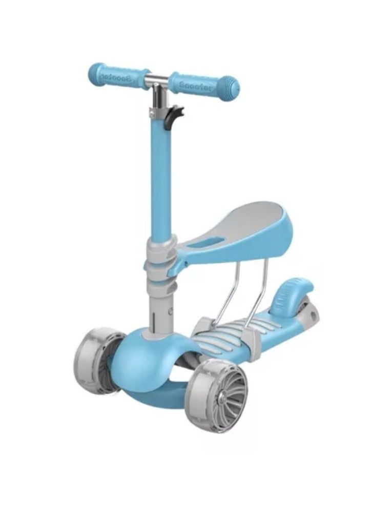 3-in-1 Meter High 3-Wheel Scooter with PU Wheels, Lights, and Pedals Assorted