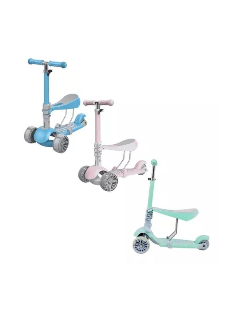 3-in-1 Meter High 3-Wheel Scooter with PU Wheels, Lights, and Pedals Assorted