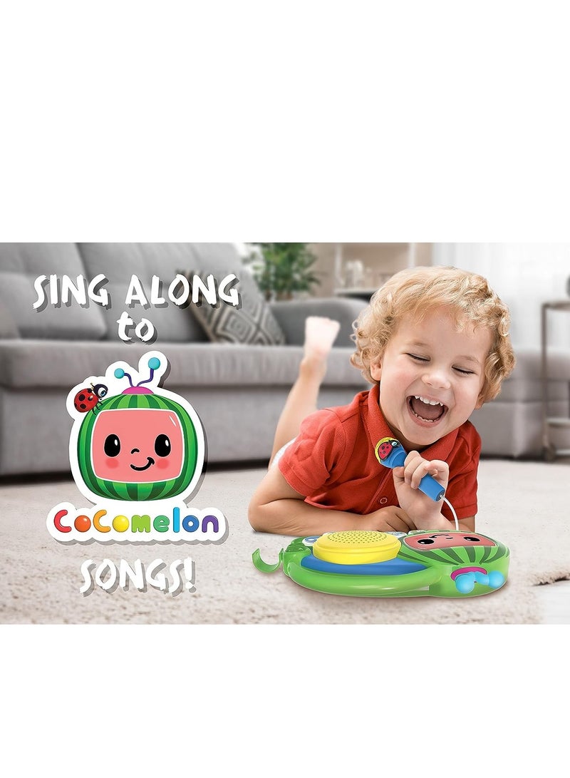 Auxiliary Cocomelon Toy Singalong Boombox with Microphone for Toddlers, Built-in Music and Flashing Lights, Fans of Cocomelon Gifts