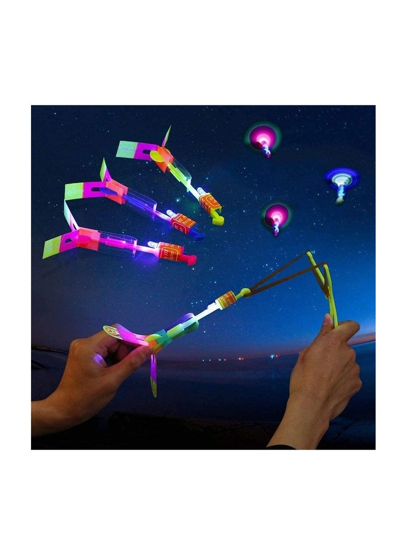 Rocket Slingshot Copters With LED Lights For Kids–Fun Glow-In-The-Dark Flying Toys–Perfect For Nighttime Fun,Outdoor Play,Birthdays And Party Favors