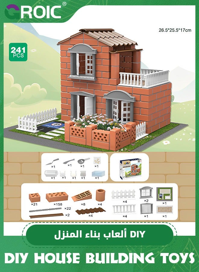 House Building Set for Kids, 241 Pcs Bricklayer DIY House Building Toys, STEM Building House Toy for Toddlers, Construction House Kit Creative Building Playset House Model