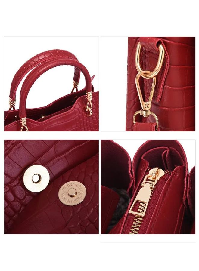 A Touch of Elegance: Maroon PU Leather Handbag, Shoulder Bags and Purses Sets for Women