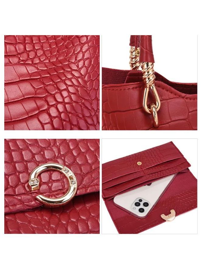 A Touch of Elegance: Maroon PU Leather Handbag, Shoulder Bags and Purses Sets for Women