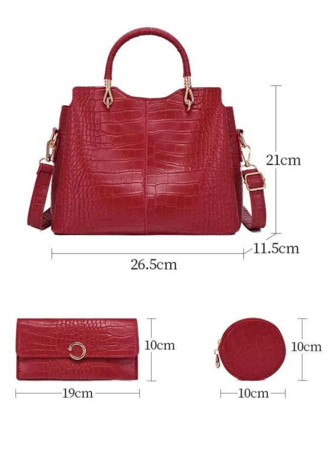 A Touch of Elegance: Maroon PU Leather Handbag, Shoulder Bags and Purses Sets for Women