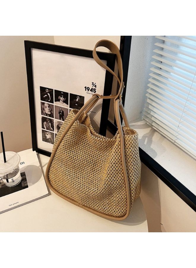 Fashionable Large Capacity Light Brown Straw Bag for Women - The Perfect Accessory for Everyday Style, Brown