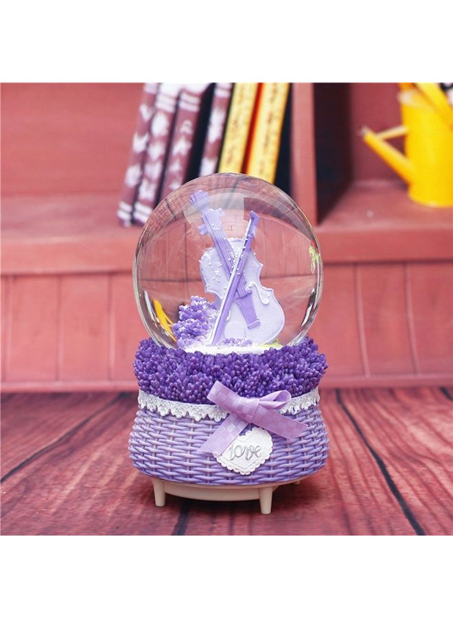 Crystal Ball Rotating Music Box Purple/White/Clear