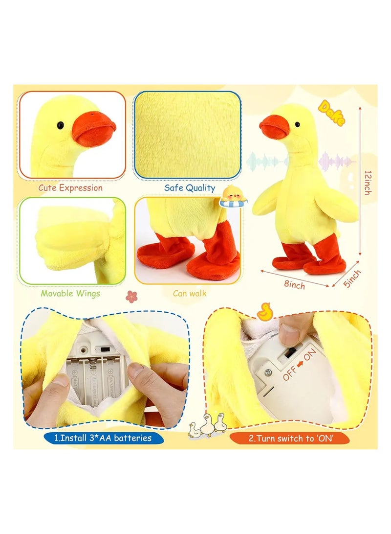 Dancing Singing Talking Cartoon Duck Plush Toy ,soft, cuddly toy  Made from soft, fabric materials, it's designed to be huggable and safe for kids.