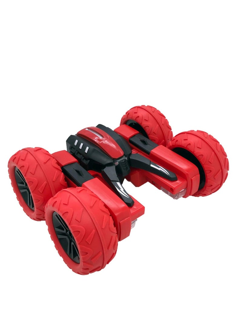 Remote Control Rotating Stunt Car Open Flower RC Car Toy with Light Double-sided Driving 360 Degree Flip Rotating Toy Car Red