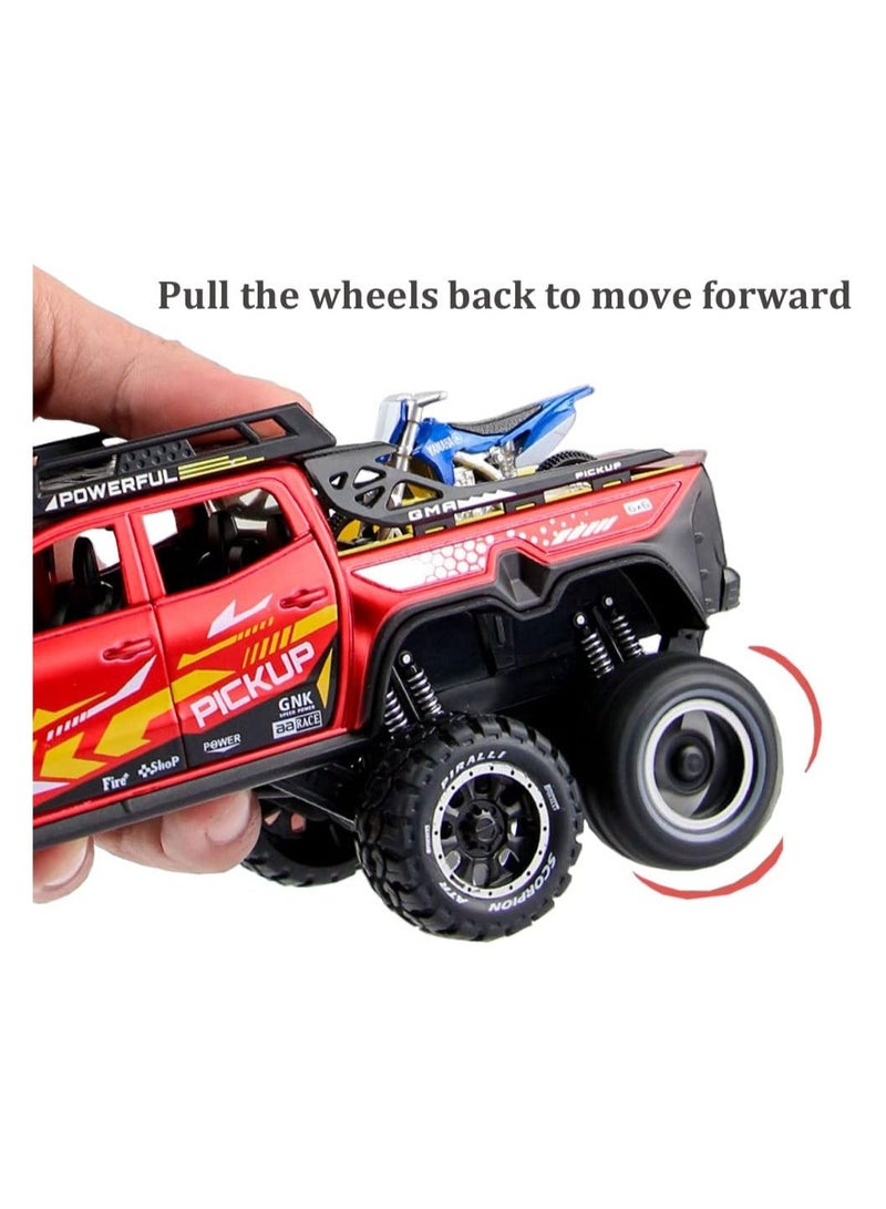 1/24 Metal Pickup Toy Truck,car for Boys Over 3 Years Old Toys,six Wheel Alloy die Casting Pull Back car Toy (Black)