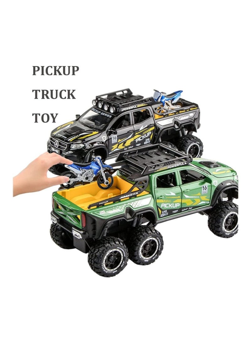 1/24 Metal Pickup Toy Truck,car for Boys Over 3 Years Old Toys,six Wheel Alloy die Casting Pull Back car Toy (Blue)