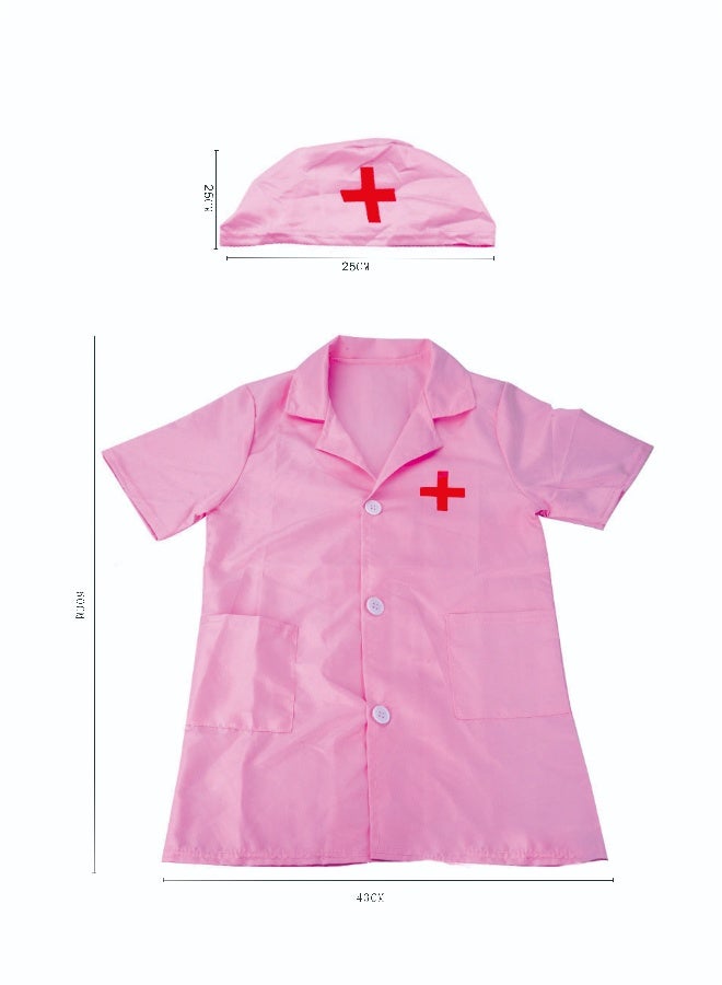 Set of 4 Kids and Toddler Nurse Costumes, Pretend Play Dress Up Set, Doctor Cosplay Costumes, Cosplay for Boys and Girls, Birthday Party Pink