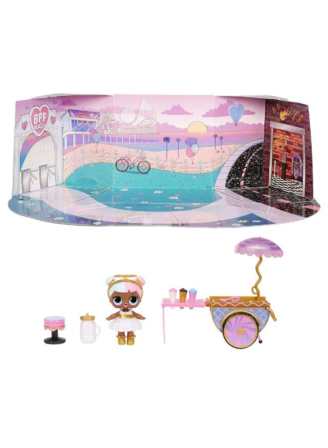 L.O.L. Surprise! LOL Surprise Furniture Sweet Boardwalk with Sugar Doll and 10+ Surprises, Doll Candy Cart Furniture Set, Accessories