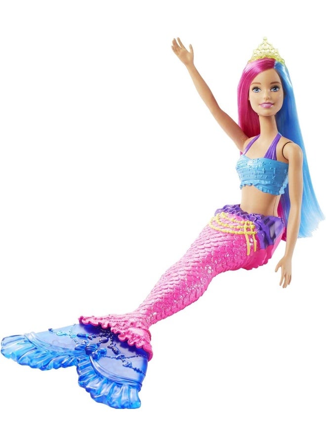 Barbie Dreamtopia Mermaid Doll, 12-inch, Pink and Blue Hair, with Tiara