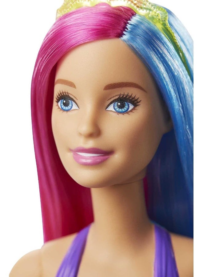 Barbie Dreamtopia Mermaid Doll, 12-inch, Pink and Blue Hair, with Tiara