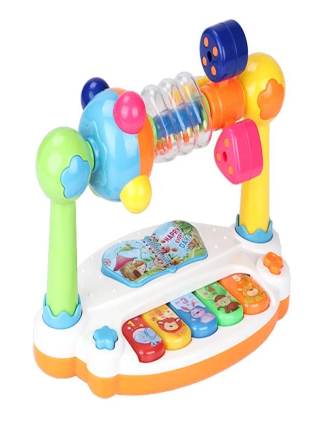 Baby Piano Toy Rotating Musical Keyboard with Lights and Sound Early Educational Montessori Toy for Toddlers, Perfect Birthday Gift for Boys and Girls