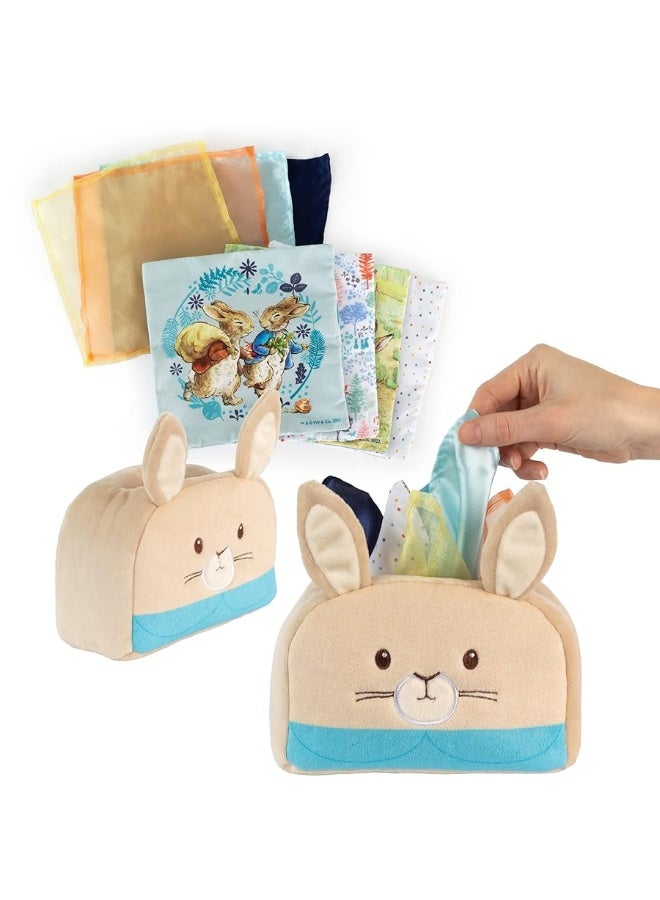 Kids Preferred Peter Rabbit Tissue Box Montessori Sensory Toy 8 Double Sided Tissues For Infants, Babies, and Kids Based on the Beatrix Potter Books