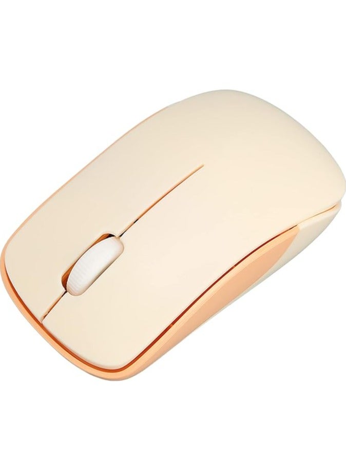 Wireless Keyboard Optical Mouse Combo, Colorful Cute Silent Ergonomic Slim and Compact Wireless Keyboard 2.4G with Numeric Pad for Laptop Computer Compatible with (Milk Tea Color)