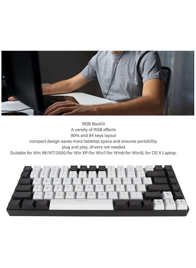 84 Keys Wired Mechanical Keyboard, RGB Backlit Gaming Keyboard, Ergonomically Curved Quiet Wired Keyboard, Portable Keyboard,Hot Swappable Mechanical Keyboard (Black) (DNEId5kgrgu4wp-12)