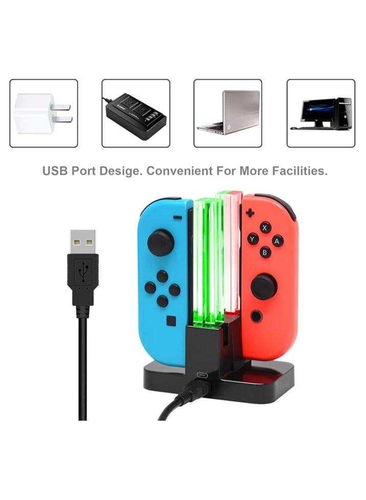 Charging Dock Replacement for Switch & Charger for Switch OLED Joy Cons, Charging Station for Switch with a USB Type-C Charging Cord- Black