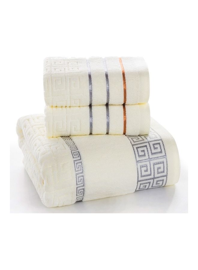 3-Piece Plaid Cotton Towel Bath Set White 30X20X10cm