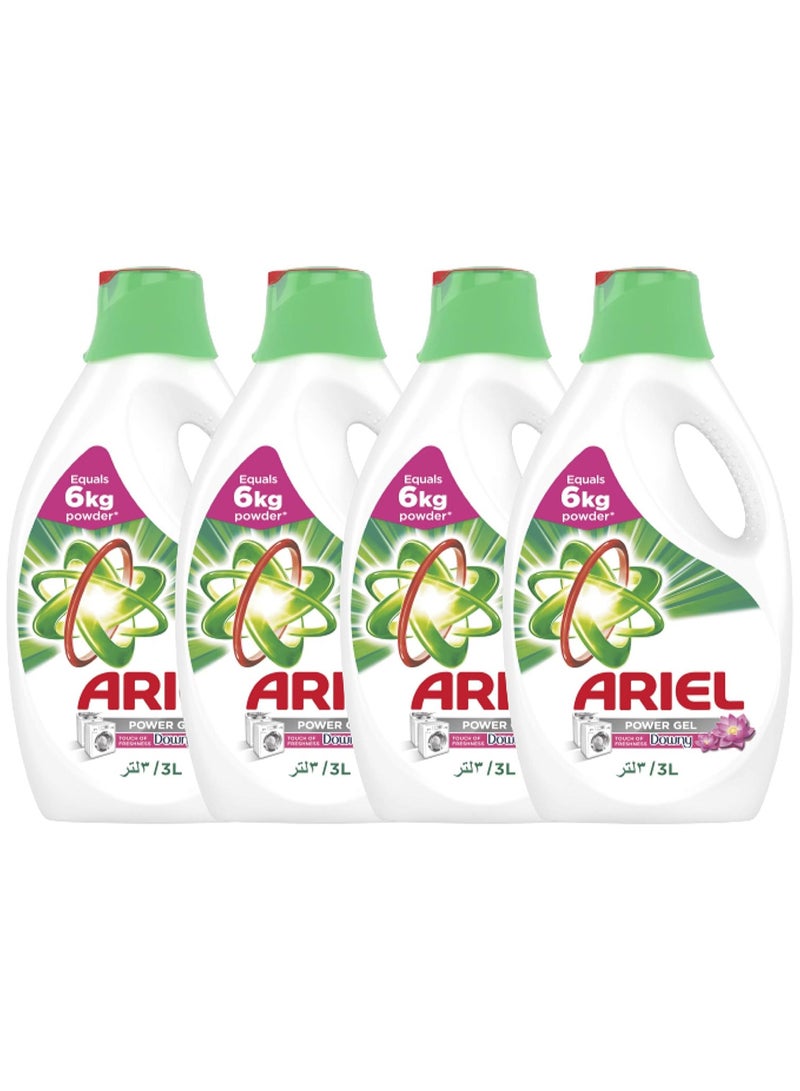 Ariel Automatic Liquid Gel With A Touch Of Downy Freshness, Ariel Liquid Detergent, Stain-Free Clean Laundry, Pack Of 4 X 3L